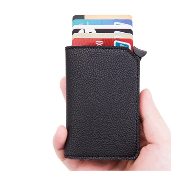 Yeni anti-hırsızlık Kredi kart tutucu Erkekler Alüminyum Cüzdan Otomatik bozuk para cüzdanı Arka Cep kimlik kartı tutucu RFID Engelleme Mini Cüzdan