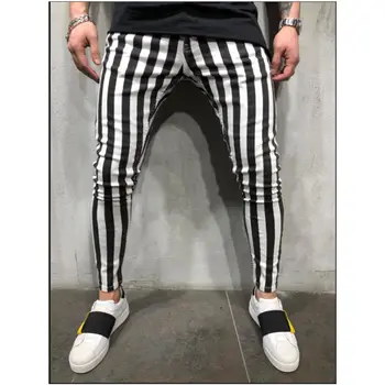 Yeni Erkek Siyah Beyaz Çizgili rahat pantolon 2023 Sonbahar Moda Joggers Sweatpants Erkekler eşofman altları Erkek Pantolon Pantalones Hombre