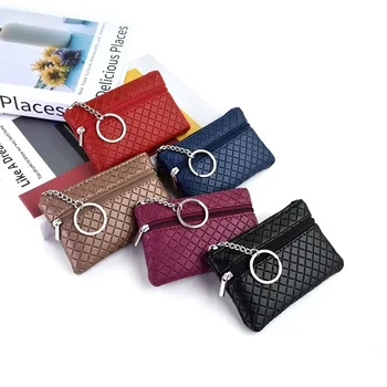 Yeni Retro Tarzı kadın Mini Çanta Ekose Basit Küçük kart çantası Taşınabilir Düz Renk Sikke Çanta Anne Çantası Yumuşak