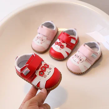 Yeni Sevimli 0-2 Yaşındaki Kız bebek ayakkabısı Yumuşak Taban Karikatür Prenses Ayakkabı Küçük Deri Ayakkabı Trendi Rahat