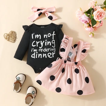 Yenidoğan Bebek Bebek Kız Giysileri Ben Ağlamıyorum Ben Sipariş Akşam Yemeği Polka Dot Askı Etek Genel Elbise Kafa Bandı