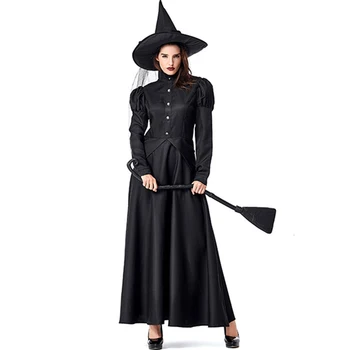 Yetişkin Kötü Cadı Cosplay Kostüm Purim Cadılar Bayramı Çünkü Parti Büyücüler süslü elbise