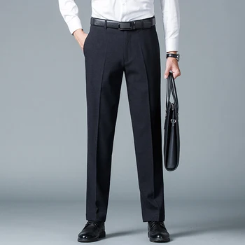 Yüksek Kaliteli Erkek Takım Elbise Pantolon Erkek takım elbise pantalonları Düz Iş Rahat Takım Elbise Pantolon Resmi Ofis Işleri Klasik Siyah Pantolon