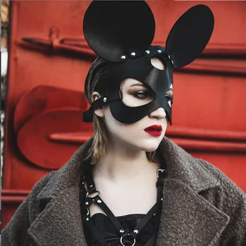 Yüz maskesi Kadınlar Seksi Cosplay Deri Maskeleri Demeti Punk Fetiş Cadılar Bayramı Masquerade Karnaval Parti Cosplay