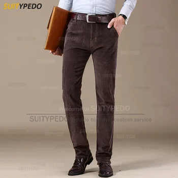 Özel Kahverengi Kadife Takım Elbise Pantolon Erkek Düğün Sağdıç Klasik Slim Fit Pantolon Rahat Parti Moda Giyim 1 Adet