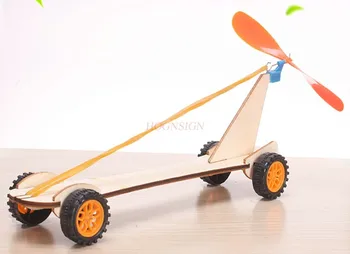 Öğrenci bilim deney dıy lastik bant güç araba çocuk teknolojisi küçük üretim oyun öğretim yardımcıları küçük buluş