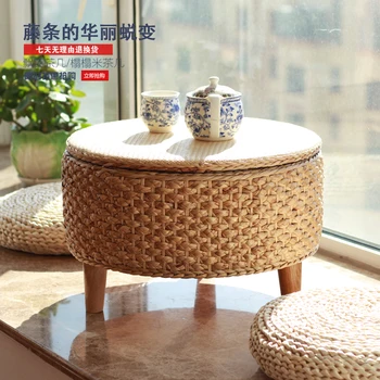 Ürün özelleştirilebilir.Asma Dokuma Pencere Masa Tatami Pirinç Küçük çay masası Japon Basit Kang Masa Zemin